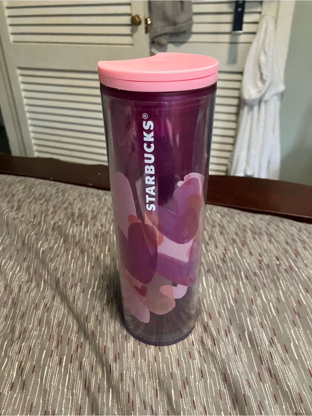 Starbucks Pink & Purple Heart Travel Tumbler